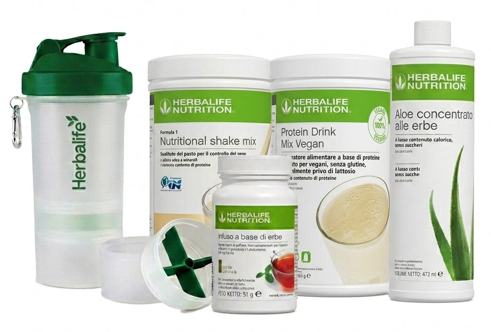 Kit Completo Programma 10 Giorni Herbalife con Formula 1, Protein Drink Mix, Aloe Concentrato alle Erbe, Infuso e Shaker