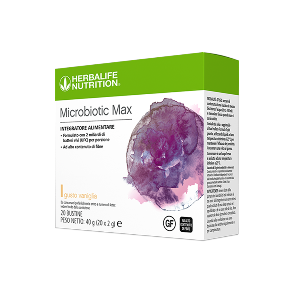 Microbiotic Max -Integratore di fibre prebiotiche e batteri probiotici 20 bustine