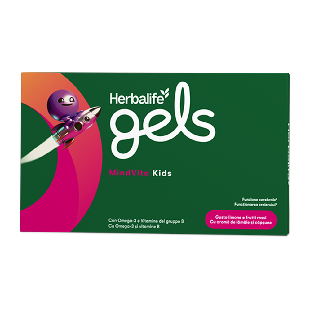 Herbalife Gels MindVita Kids - Integratore alimentare per bambini con acidi grassi omega 3 e vitamine del gruppo B (30 gelatine masticabili